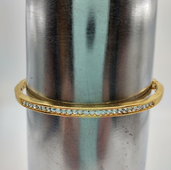 Vintage Goldtone Rhinestone Bangle - Picture 1 of 14